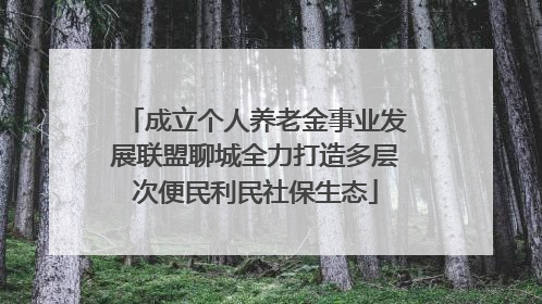 成立个人养老金事业发展联盟聊城全力打造多层次便民利民社保生态